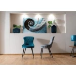 Jedilni stol PAPRIC . Stol PAPRIC je narejen iz kvalitetnih materialov. Stol je oblazinjen z žametno tkanino, ki je prijetna na dotik in dostopna v 2. barvah.