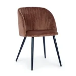 Jedilni stol QUEEN rjava ima noge iz črne kovine, sedalni del je iz poliuretanske pene, ki je oblečena v mehko žametno tkanino. Barva: - Rjava Material: -