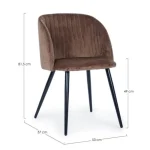 Jedilni stol QUEEN rjava ima noge iz črne kovine, sedalni del je iz poliuretanske pene, ki je oblečena v mehko žametno tkanino. Barva: - Rjava Material: -