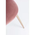 Jedilni stol TANYA roza . Jedilni stol TANYA roza je sestavljen iz kovinskih nog z zlatim kromiranjem. Naslonjalo in sedež sta oblazinjena s poliuretansko