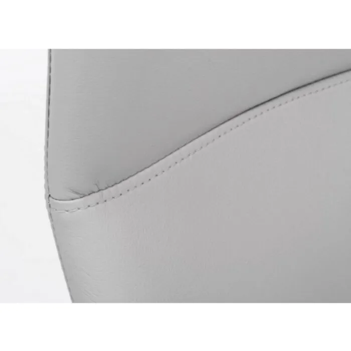 Jedilni stol TELMA siva Jedilni stol TELMA siva . Jedilni stol LELMA siva ima jekleni okvir in kromirane noge. Polnilo je iz poliuretanske pene, oblečen je v umetno usnje. Material: