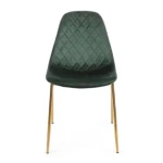 Jedilni stol TERRY zelena . Jedilni stol TERRY v zeleni barvi je luksuznega videza. Kovinske noge v zlati barvi stolu dajo prefinjen videz ter mu dajejo