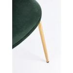 Jedilni stol TERRY zelena . Jedilni stol TERRY v zeleni barvi je luksuznega videza. Kovinske noge v zlati barvi stolu dajo prefinjen videz ter mu dajejo