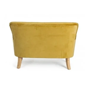 Kavč 2P ORLINS gorčična barva . Kavč ORLINS je narejen iz borovega lesa, prevleka je iz prešitega bombaža z žametnim učinkom. Obloga je iz