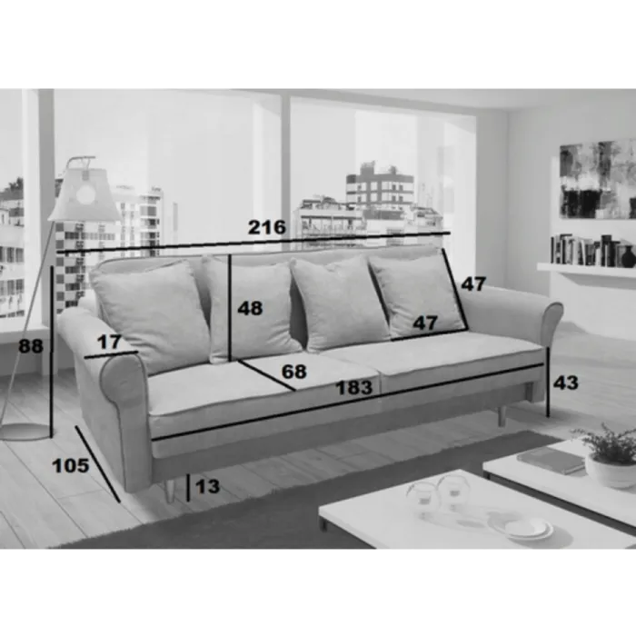 Kavč KRISTY Kavč KRISTY . Kavč KRISTY je primeren za vsak prostor. Je modernega dizajna in brezhibnega izgleda. Ima možnost da se raztegne in vsebuje predal za