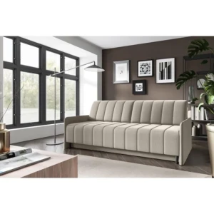 Kavč MELANI 3 . Kavč MELANI je idealen kos pohištva, da popestri prostor. Narejen je iz kvalitetnih materialov in kakovostnega blaga. Kavč je vzmeten.