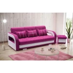 Kavč MILLY . Kavč MILLY je živahen in sodoben kavč, primeren za dnevni prostor ali otroško sobo. Narejen je iz kvalitetnega blaga. Pri raztegnitvi vam