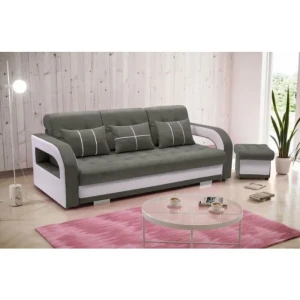 Kavč MILLY . Kavč MILLY je živahen in sodoben kavč, primeren za dnevni prostor ali otroško sobo. Narejen je iz kvalitetnega blaga. Pri raztegnitvi vam