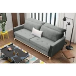 Kavč PERRY . Moderen kavč PERRY je narejen iz kvalitetne tkanine in ima snemljivo oblazinjeno hrbtišče. Ogrodje in noge so iz lesa. Kavč se lahko raztegne