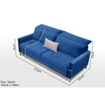 Kavč PERRY . Moderen kavč PERRY je narejen iz kvalitetne tkanine in ima snemljivo oblazinjeno hrbtišče. Ogrodje in noge so iz lesa. Kavč se lahko raztegne