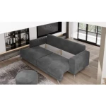 Kavč SELENE . Kavč SELENE je narejen iz vrhunskih materialov. Dobavljiv je v kvalitetnem mehkem blagu. Ima pomožno ležišče in je vzmeten. Dobavljiv je v