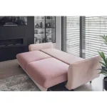 Kavč VALERIJA 4 . Kavč Valerija 4 je narejen iz vrhunskih materialov. Dobavljiv je v kvalitetnem mehkem blagu, v odtenku svetlo roza in temno roza. Ima