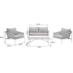 KAVČNA GARNITURA SIGMA 4P JEKLO KD BELA STRUKTURA STEKLENA MIZNA PLOŠČA - slika 14