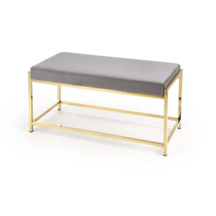 Klop Kira Klop Kira . Klop KIRA je zelo praktična in stabilna. Narejena je iz blaga v sivi barvi, noge pa so iz kromiranega jekla pobarvane v zlato barvo. Dimenzije: -