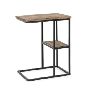 Klub miza WALTON 46 x 31 . Klub miza WALTON je dobavljiva v črno-rjavi kombinaciji. Ogrodje je kovinsko, mizna plošča pa je lesena (mango). Zaradi svoje