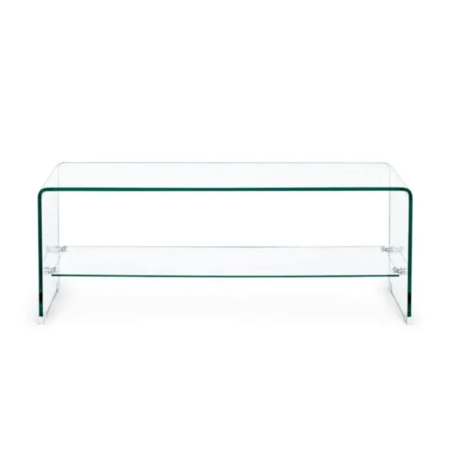 Klubska miza 2P IRIDE 100X40 . Klubska miza IRIDE je izdelana iz 10mm debelega stekla. Polica je iz kaljenega stekla debeline 5mm. Dimenzije: širina: 100cm
