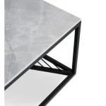 Klubska miza ABASKA . Klubska mizica ABASKA vas bo navdušila. Atraktivno in elegantno podnožje je narejeno iz kovine. Elegantna mizna plošča je v videzu