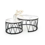 Klubska miza AFNA . Klubska mizica AFNA vas bo navdušila. Narejena je iz kovine. Mizna plošča je imitacije marmorja, kar dodatno popestri vaš prostor in mu