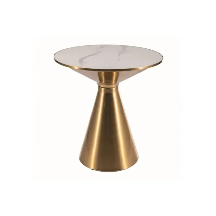 Klubska miza ARIEN . Klubska miza ARIEN je modernega dizajna. Mizna plošča je narejena iz keramike v videzu marmorja, bele barve. Mizno podnožje je narejeno