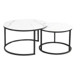 Klubska miza ATLANTIDA BELA . Klubska miza ATLANTIDA BELA. Mizna plošča je narejena iz stekla v videzu belega marmorja. Okvir mize je iz kovine v črni