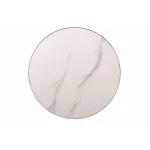 Klubska miza GELI . Klubska miza GELI je modernega dizajna. Mizna plošča je narejena iz keramike v videzu marmorja, bele barve. Mizno podnožje je narejeno