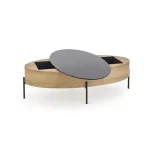 Klubska miza INGA . Klubska miza INGA je zelo trpežna in stabilna. Primerna je za vse dnevne sobe. Zgornja plošča mize je narejena iz stekla. Plošča je