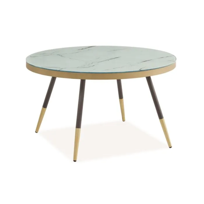 Klubska miza MEGA . Kovinska klubska mizica MEGA bo zagotovo popestrila vaš dnevni prostor. Barve: - Bela, marmorni efekt/črna Material: - Steklo+furnir -