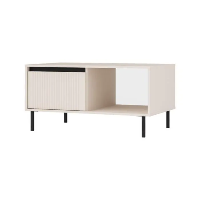 Klubska miza MILI bež . Klubska miza MILI bež je elegantna in funkcionalna izbira za vsak dom. Korpus je izdelan iz kakovostne laminirane plošče debeline