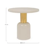 Klubska miza NALIMA D50.5 krem . Klubska miza NALIMA D50.5 je elegantna mizica, ki bo v vaš prostor prinesla videz prefinjenosti. Narejena je iz kovine in ima