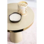 Klubska miza NANDIKA D51 taupe je visokokakovostna in elegantna mizica, ki se poda v vsak prostor. Ima kovinski okvir ter zgornji rob z medeninastim