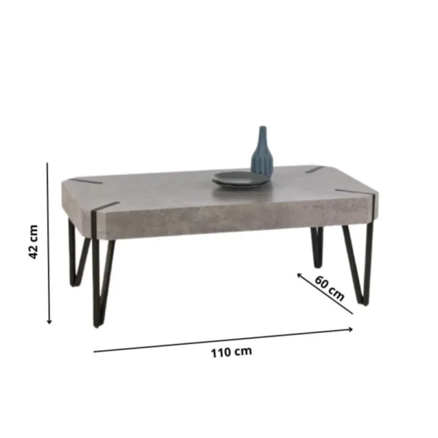 Klubska miza ŽIMA - beton/črna . Moderna klubska mizica ŽIMA, narejena iz kovine in laminirane mizne plošče. Klubska mizica Žima je kvalitetna ter