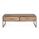 Klubska mizica 2C ELMER . Klubska mizica 2C ELMER ima okvir iz lesa, noge so iz kovine v črni barvi. Ker je les obdelan ročno, so oblike in velikosti ki jih