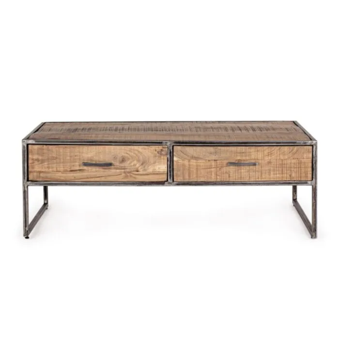 Klubska mizica 2C ELMER . Klubska mizica 2C ELMER ima okvir iz lesa, noge so iz kovine v črni barvi. Ker je les obdelan ročno, so oblike in velikosti ki jih