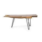 Klubska mizica ADANYA 100X40 je narejena iz lesa z naravnim zaključkom. Ima kovinske noge. Oblike in mere, ki jih ustvarja les so samo okvirne, lahko se