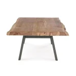 Klubska mizica ARON 115x65 . Klubska mizica ARON 115x65 ima kovinske noge in vrh iz lesa ki ima nepravilne robe (učinek živega lesa). Ker je les obdelan