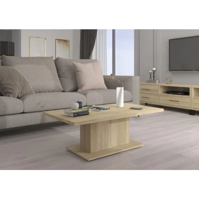 Klubska mizica DORIS . Klubska mizica DORIS v sonoma barvi je eleganten kos pohištva, ki se poda v vsak prostor. Mizna plošča je narejena iz laminirane