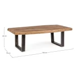 Klubska mizica ELMER 120x70 ima okvir iz lesa, noge so iz kovine v črni barvi. Ker je les obdelan ročno, so oblike in velikosti ki jih tvori les, samo