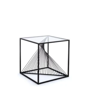 Klubska mizica ESPIRAL 48X48 . Klubska mizica ESPIRAL 48X48 ima jekleno okvirje in top iz kaljenega stekla. Material: - Jeklo - Kaljeno steklo Barva: - Črna