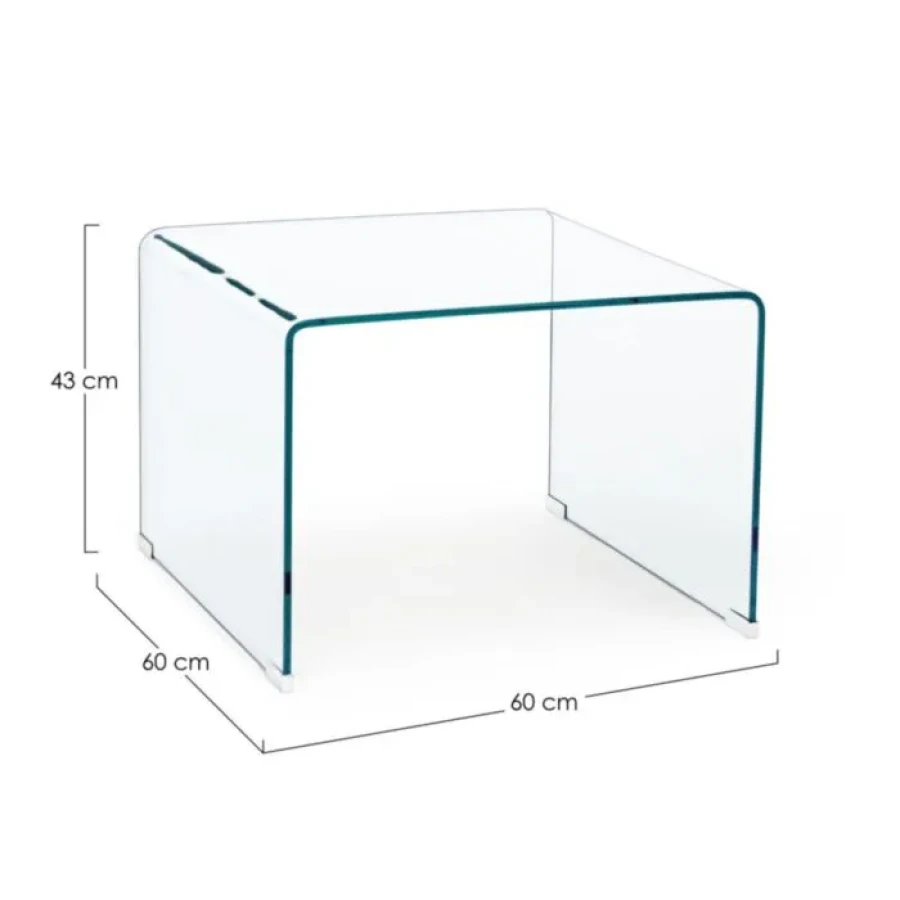 Klubska mizica IRIDE 60x60 . Klubska mizica IRIDE je praktična in elegantna. Narejena je iz stekla debeline 10 mm. Zaradi svoje oblike se prilega v vsak