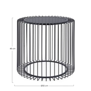 Klubska mizica KIERAN D50 . Klubska mizica KIERAN D50 ima jekleni okvir in top iz kaljenega stekla. Material: - Kaljeno steklo - Jekleni okvir Barva: - Črna