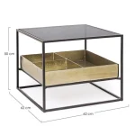 Klubska mizica MAVILA 62x62 . Klubska mizica MAVILA 62 x 62 je narejena iz kovine. Mizna plošča je narejena iz kakovostnega stekla. Mizica je zelo priročna