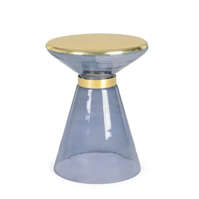 Klubska mizica MERIEL D36 siva . Klubska mizica MERIEL D36 je elegantna in prefinjena. Narejena je iz stekla. Ima stekleni okvir z krasnim zlatim obročom in