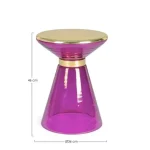 Klubska mizica MERIEL D36 vijola se odlično poda v vaš prostor in okolico. Mizna plošča je narejena iz kakovostne kovine v zlati barvi, konstrukcija pa je