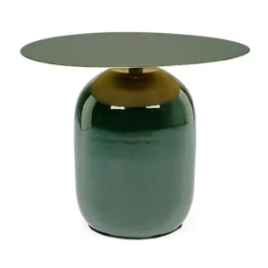 Klubska mizica NALIMA D50 zelena . Klubska mizica NALIMA D50 zelena je moderna in elegantna okrogla miza s premerom 50 cm, ki v vsak prostor prinese svežino