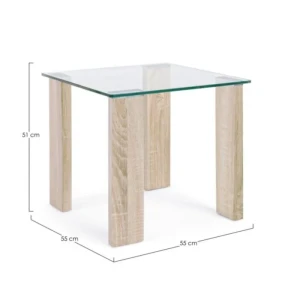 Klubska mizica NEW ARLEY 55X55 natur . Klubska mizica NEW ARLEY 55X55 natur je narejena iz MDF-ja objetega v melaminski papir z učinkom lesa. Ima kaljeno