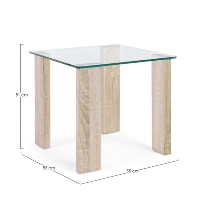 Klubska mizica NEW ARLEY 55X55 natur . Klubska mizica NEW ARLEY 55X55 natur je narejena iz MDF-ja objetega v melaminski papir z učinkom lesa. Ima kaljeno