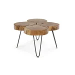 Klubska mizica ORBITAL LOG 90X60 . Klubska mizica ORBITAL LOG 90X60 ima vrh iz lesa in jeklene noge. Ker je les ročno obdelan bo prišlo do razlikovanje med