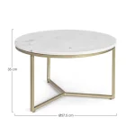 Klubska mizica PHOENIX D57.5 bela . Klubska mizica PHOENIX D57.5 bela je edinstven kos pohištva za vsak prostor. Okvir mizice je narejen iz kovine, v zlati