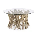 Klubska mizica SAMIRA D80 . Klubska mizica SAMIRA D80 je narejena iz naravnih vej ter kaljenega stekla. Priporočljivo je za interno uporabo oziroma ne