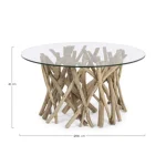 Klubska mizica SAMIRA D80 . Klubska mizica SAMIRA D80 je narejena iz naravnih vej ter kaljenega stekla. Priporočljivo je za interno uporabo oziroma ne